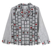 Parsley & Sage Jennifer Grid Print Jacket (Silver)