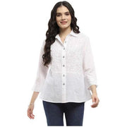 Parsley & Sage Vanna Solid White Embroidered Shirt (25S467G )