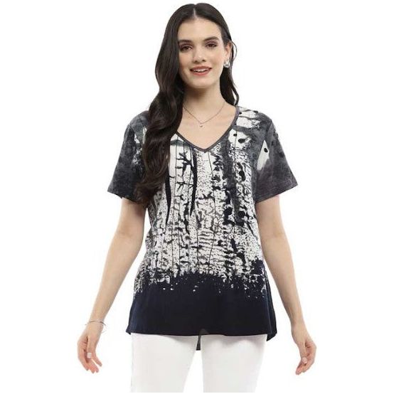 Parsley & Sage Felicity Black & White Print Top