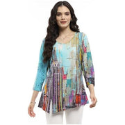 Parsley & Sage Chicago Cityscape Asymmetrical Hem Tunic
