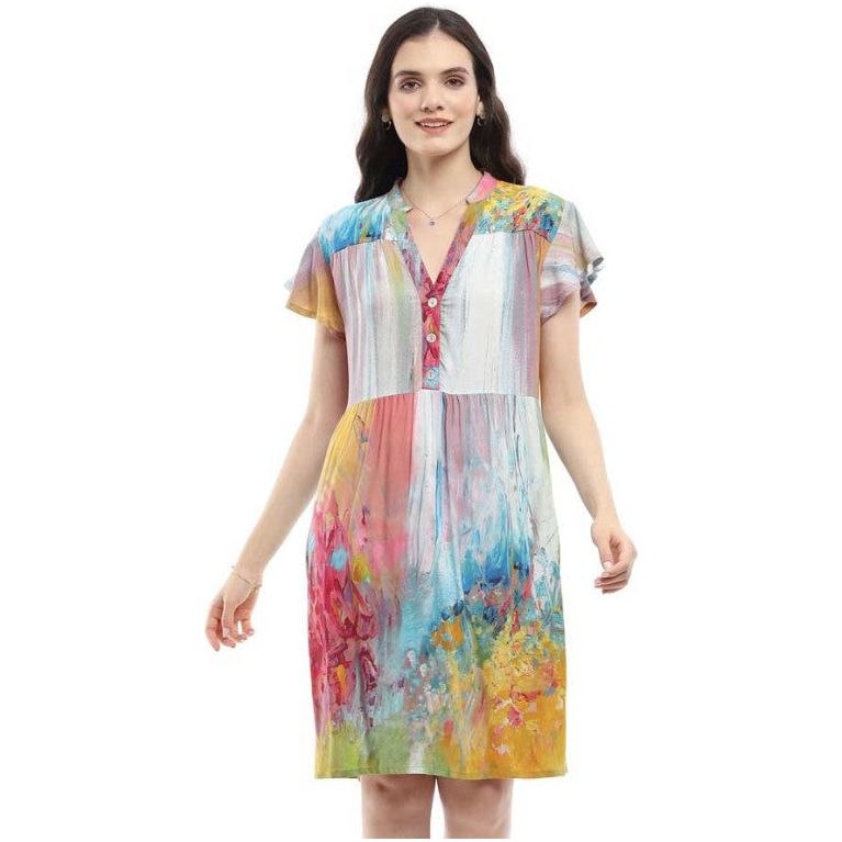 Parsley & Sage Lavender Ruffle Short Sleeve Dress