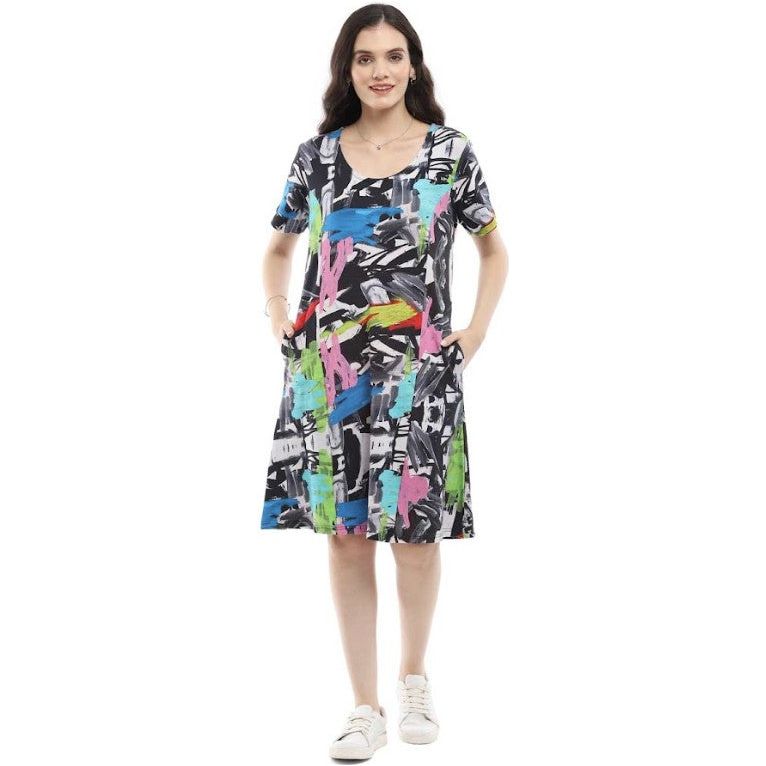 Parsley & Sage Vita Print Short Sleeve Dress