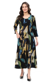 Parsley & Sage Justine Abstract Print Dress (BLK/MULTI)