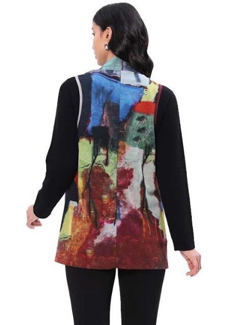 Parsley & Sage Nora Abstract Print Vest