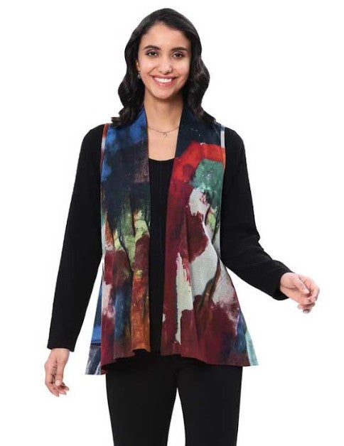 Parsley & Sage Nora Abstract Print Vest