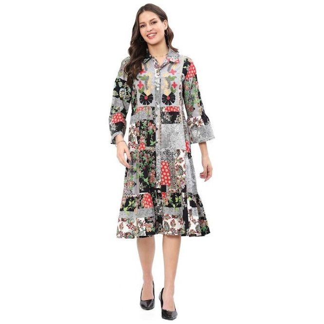 Parsley & Sage Connie Embroidered Tiered Dress