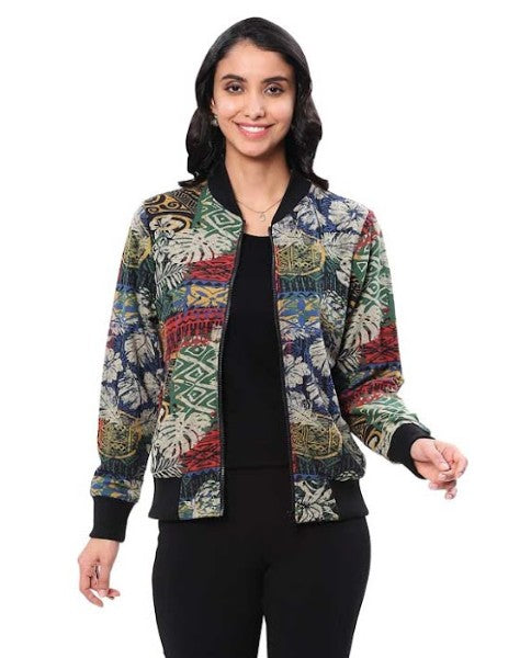 Parsley & Sage Ivey Woven Palm Floral Print Jacket