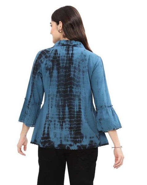 Parsley & Sage Judith Blue Embroidered Shirt