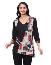 Parsley & Sage Martha Asymmetrical Tunic (BLK/RED/GRY)