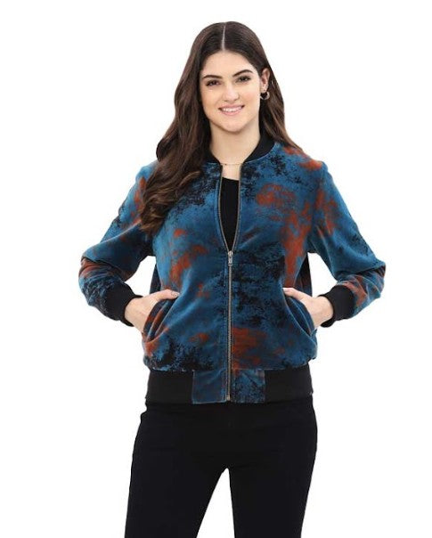 Parsley & Sage Nadine Velour Abstract Print Jacket