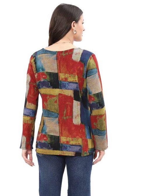 Parsley & Sage Edith Print/Solid Reversible Top