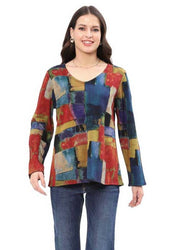 Parsley & Sage Edith Print/Solid Reversible Top