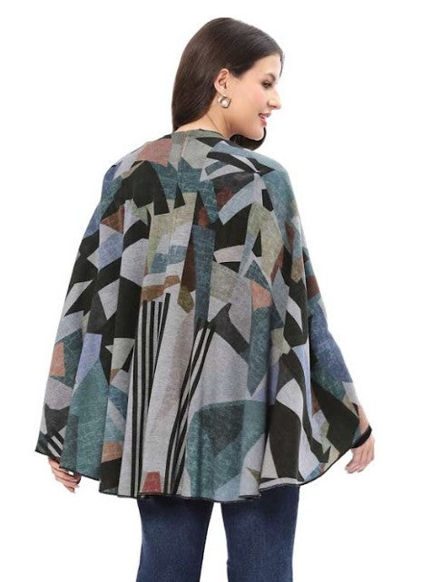 Parsley & Sage Jodie Print/Solid Reversible Wrap (GRY/BLK)