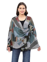 Parsley & Sage Jodie Print/Solid Reversible Wrap (GRY/BLK)