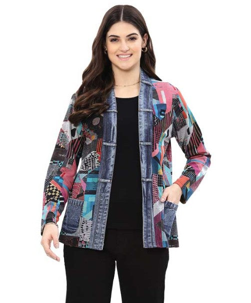 Parsley & Sage Mamie Multi Print Open Front Jacket (25W263E26)
