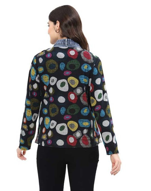 Parsley & Sage Onyx Multi Print Open Front Jacket (25W65E24)