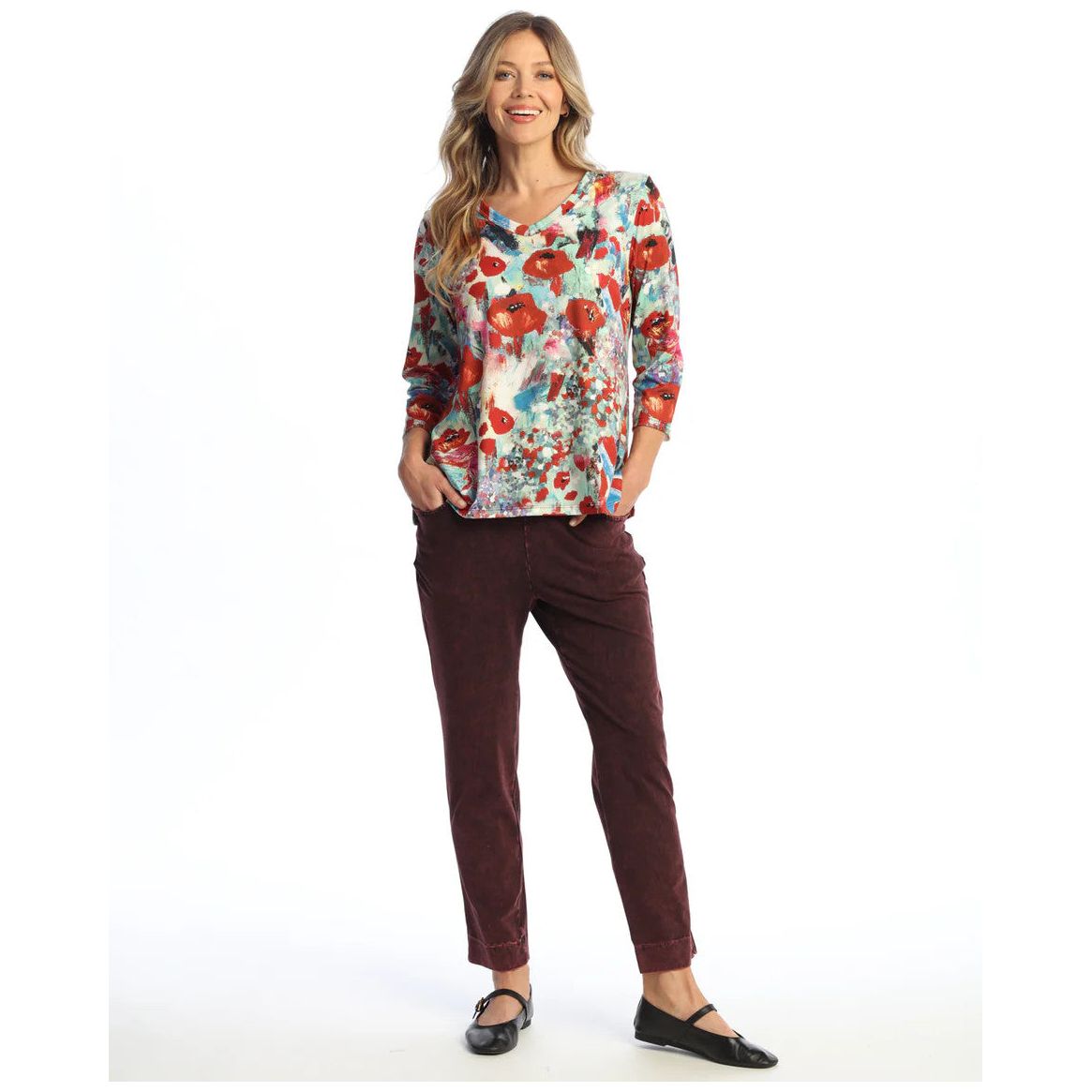 Jess & Jane Prima Poppy Floral Soft Knit Top