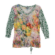 Shana Crinkle V-Neck 3/4 Sleeve Top (26002)(Garden)