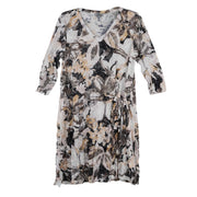 Shana Crinkle V-neck Floral Tie  Dress (26009)(Black)