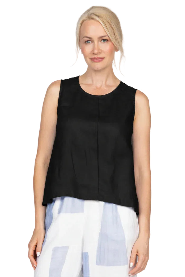 Olivia by Habitat Flax Linen Solid Tank (260144) (Black )