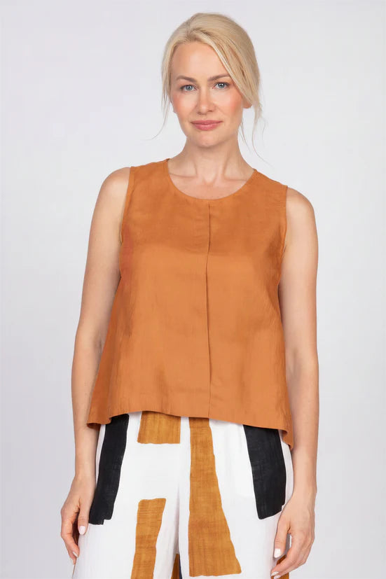 Olivia by Habitat Flax Linen Solid Tank (260144) (Cinnamon)