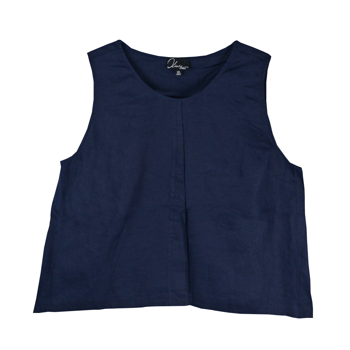 Olivia Sleeveless Solid Color Flax Linen Tank (260144) (Navy)