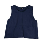 Olivia Sleeveless Solid Color Flax Linen Tank (260144) (Navy)