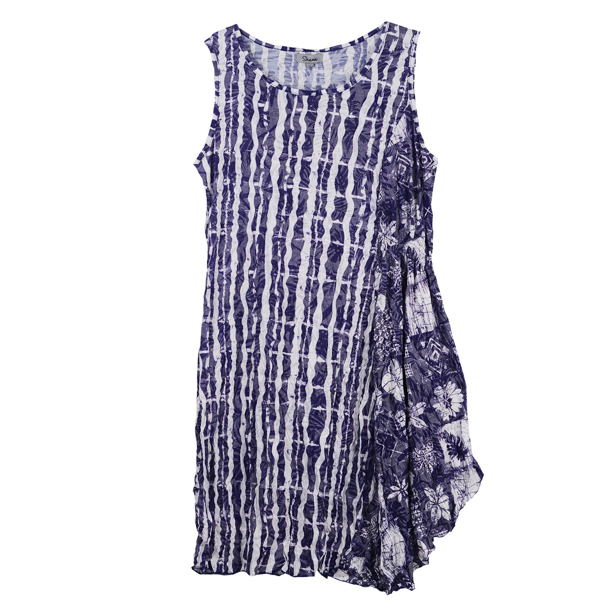 Shana Crinkle Tank Dress (26018)(Purple Navy)