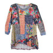 Shana Block print  Crinkle Mesh Layer Top (26019)
