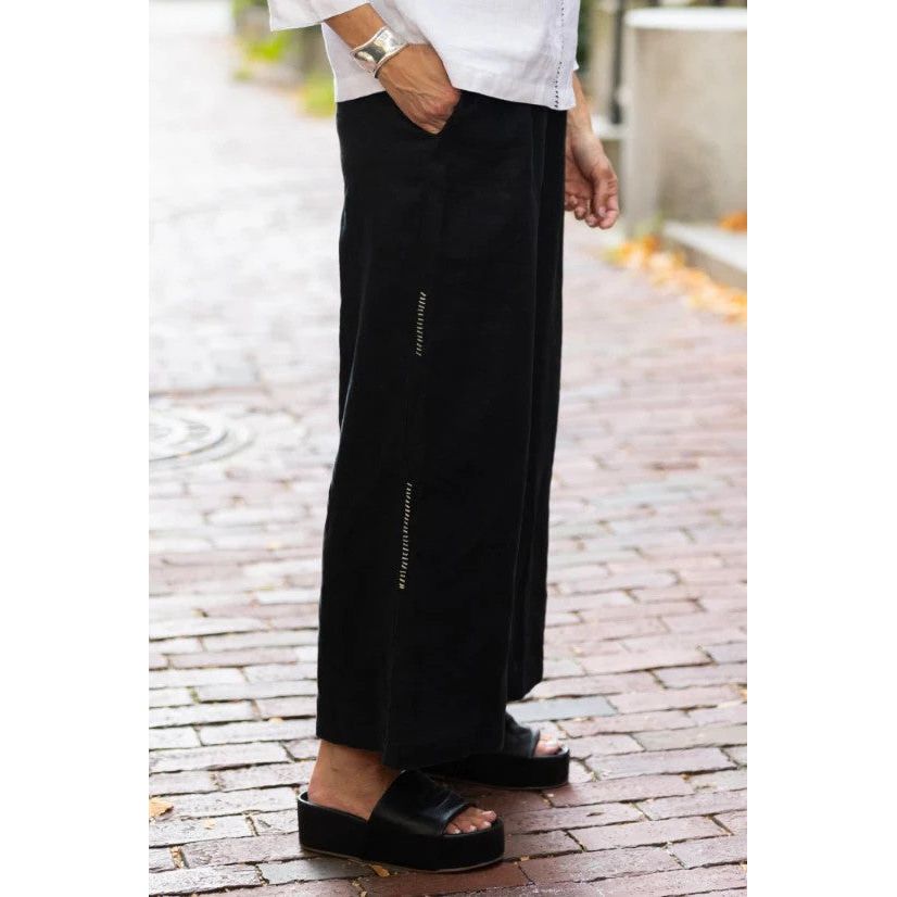 Olivia by Habitat Linen Handstitched Accent Pant (BLK)
