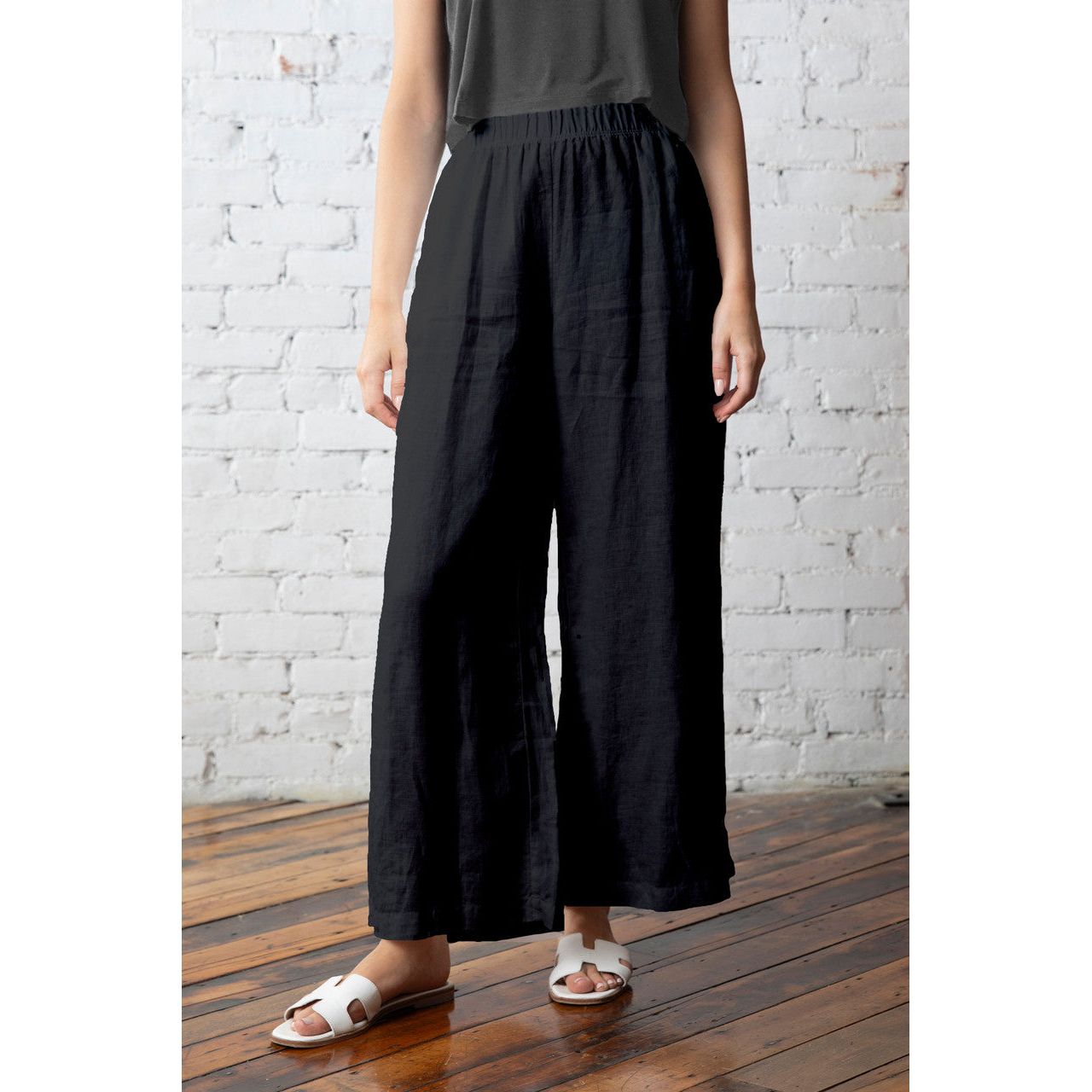 Olivia by Habitat Linen Handstitched Accent Pant (BLK)