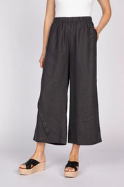 Olivia Crossroads Solid Flood Pant Flax Linen (260245) (Black )