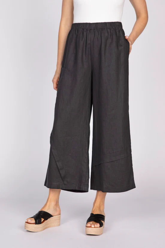 Olivia Crossroads Solid Flood Pant Flax Linen (260245) (Black )