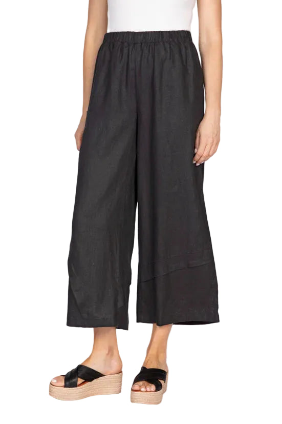 Olivia Crossroads Solid Flood Pant Flax Linen (260245) (Black )