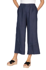 Olivia Crossroads Solid Flood Pant Flax Linen (260245) (Navy)