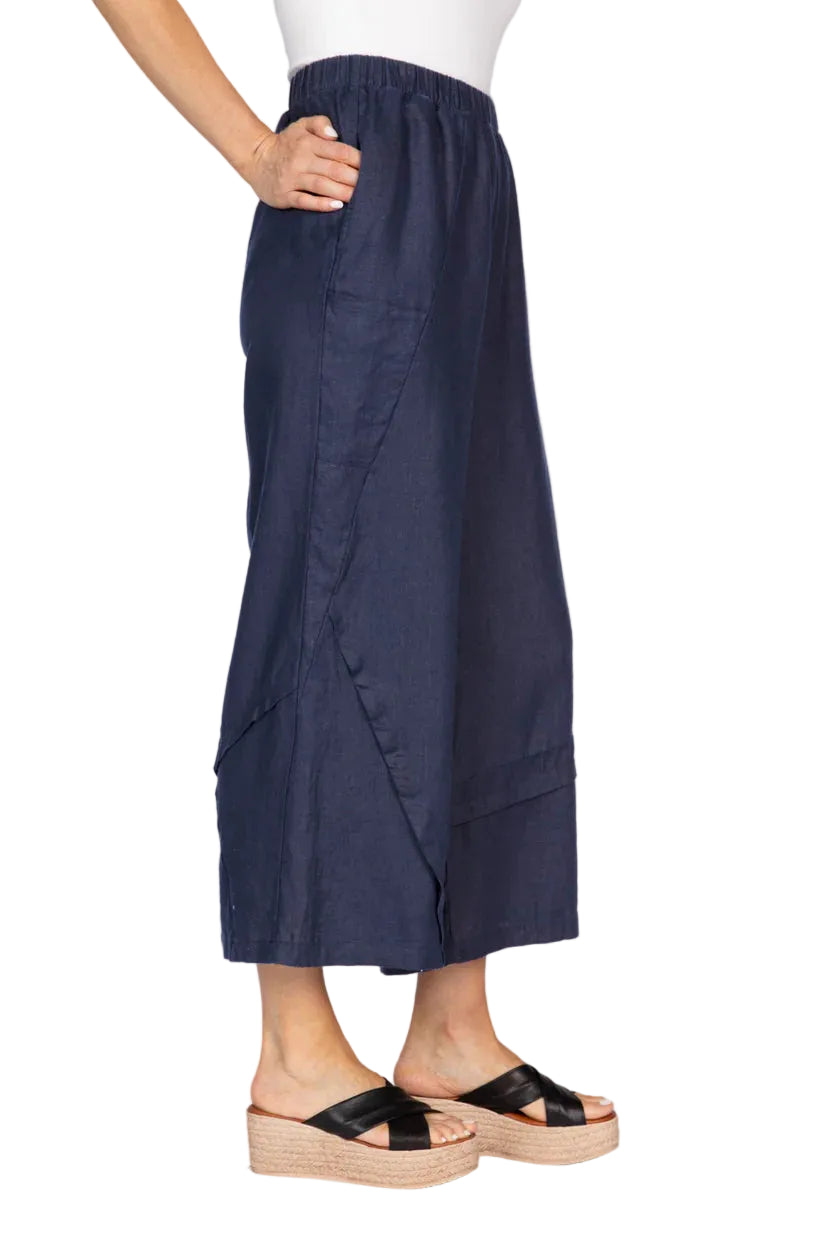 Olivia Crossroads Solid Flood Pant Flax Linen (260245) (Navy)