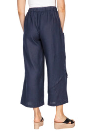 Olivia Crossroads Solid Flood Pant Flax Linen (260245) (Navy)