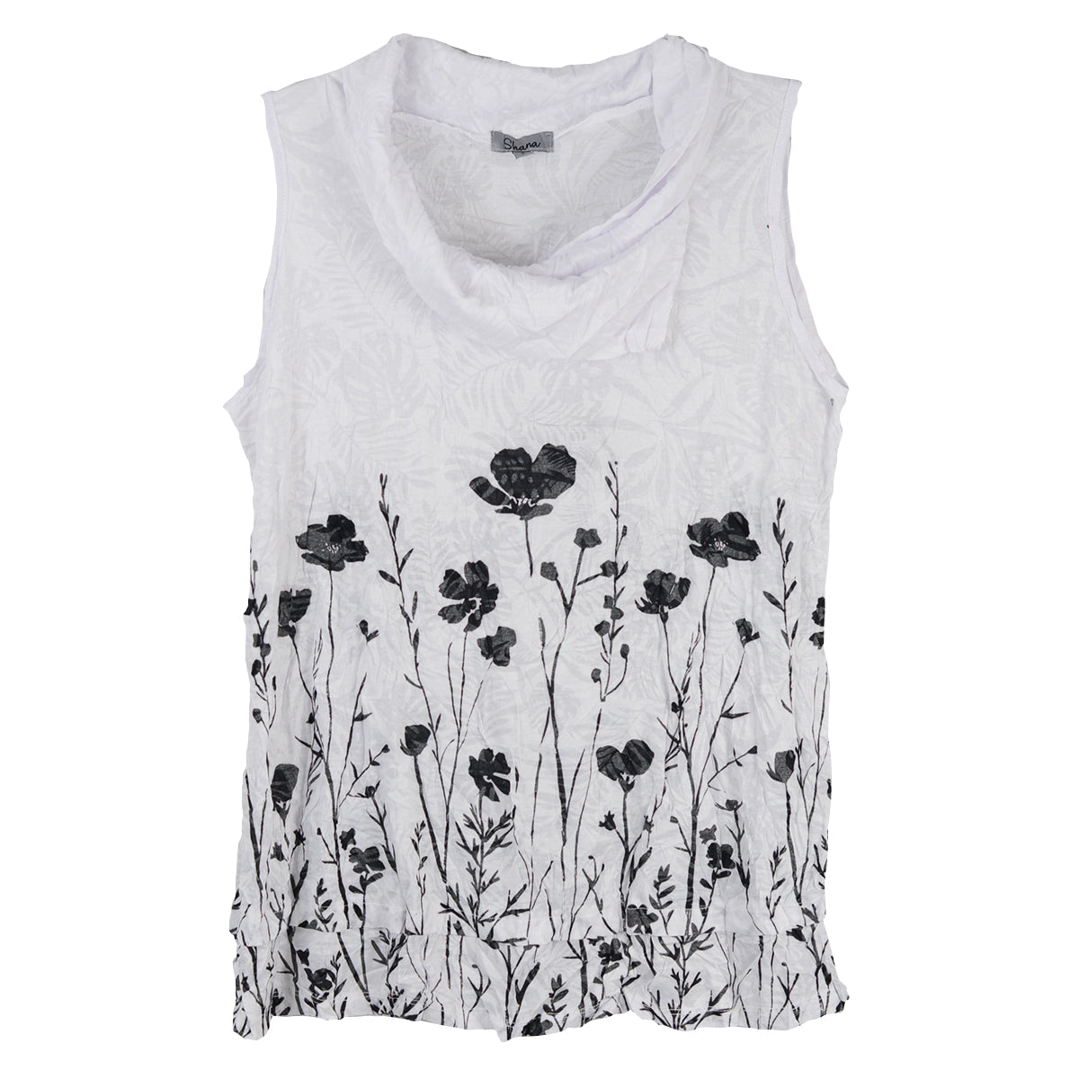 Shana Crinkle Cowl neck Sleeveless Top(26029)(White)