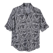 Shana Snap front Crinkle Dolman Sleeves Shirt (26033)(Black And White )