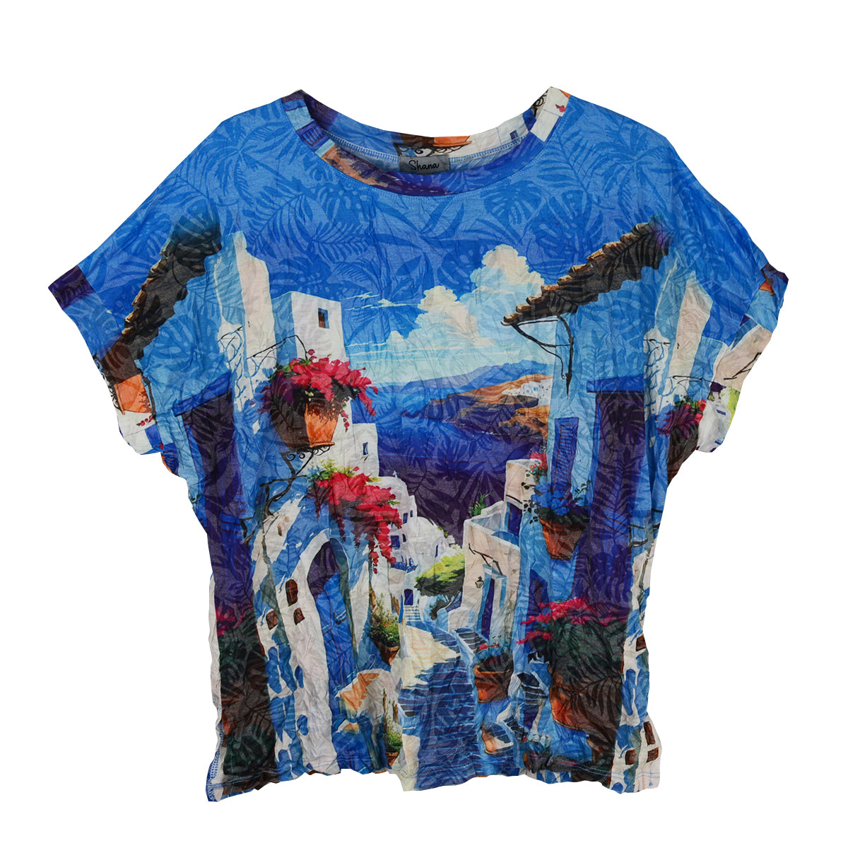Shana Crinkle Round Dolman Sleeve Top (26048)(City)