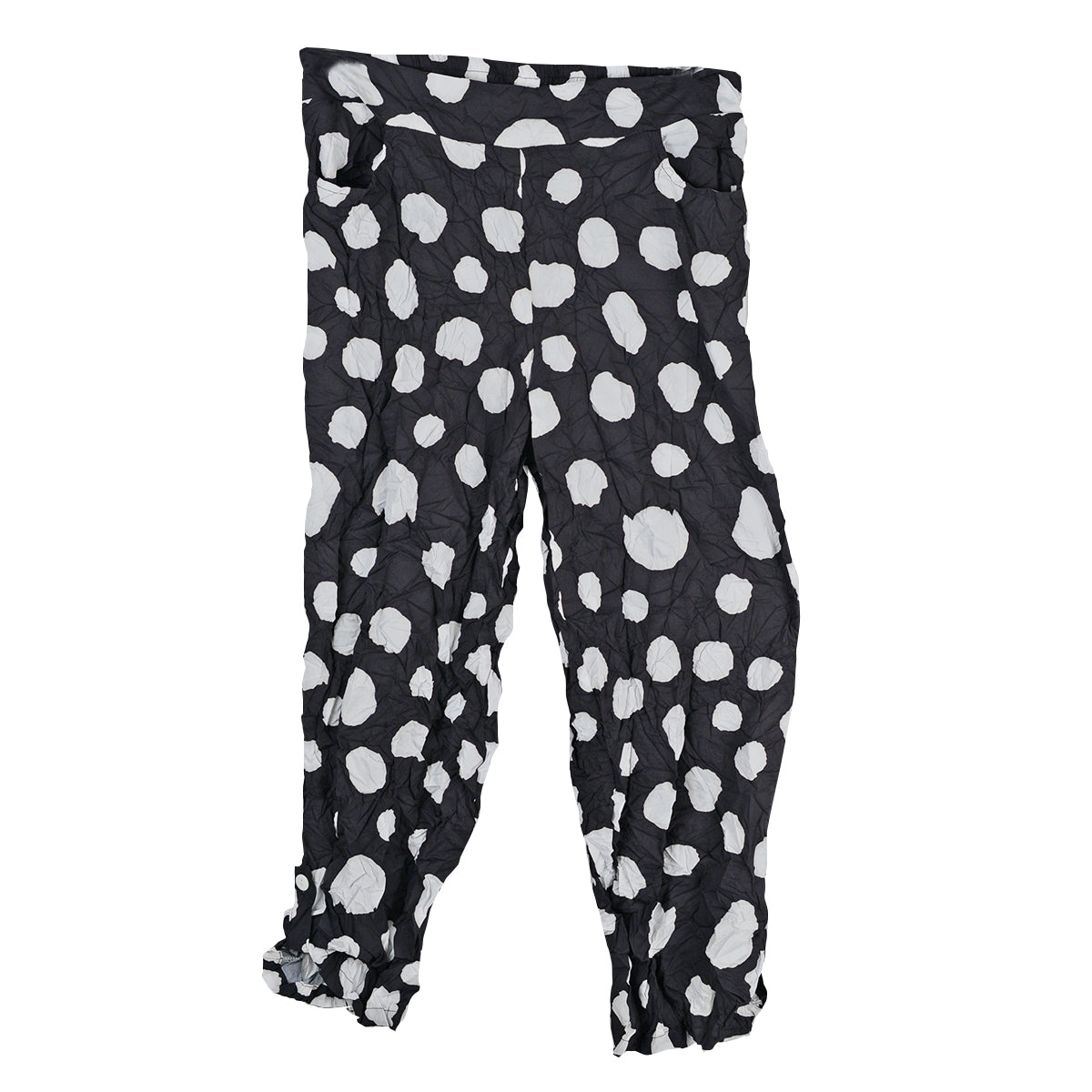Shana Crinkle Pull-on Easy Polk-a-Dot  Pant (26093) (Black & White)