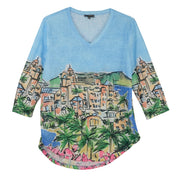 Shana City Scape Knit V-neck Tunic Top (26101)