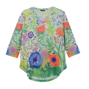 Shana Floral Knit V-neck Tunic Top (26101)