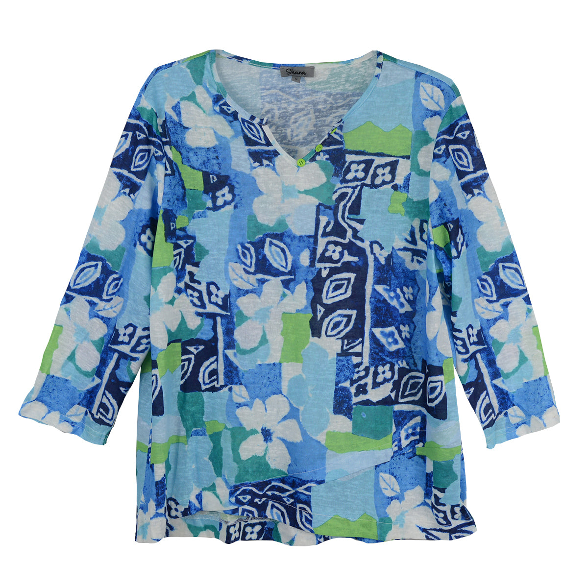 Shana Floral Knit V-neck Tunic Top (26102)