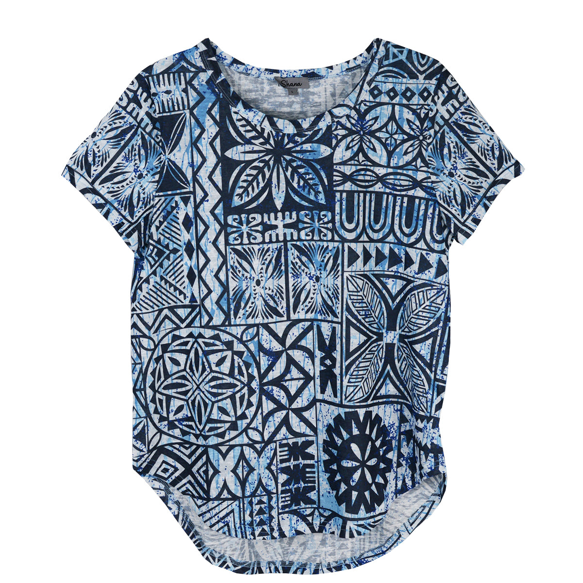 Shana Knit Basic Scoop Neck Short Sleeve Top (26103)(Navy)