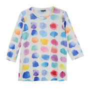 Shana Allover Dots  Knit Button Tunic Top (26106)( Dots )