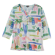 Shana Allover Palm Tree at The Beach House Knit Tunic Top (26107)
