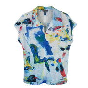 Shana Knit Collar Button Back Top (26108)(Blue)
