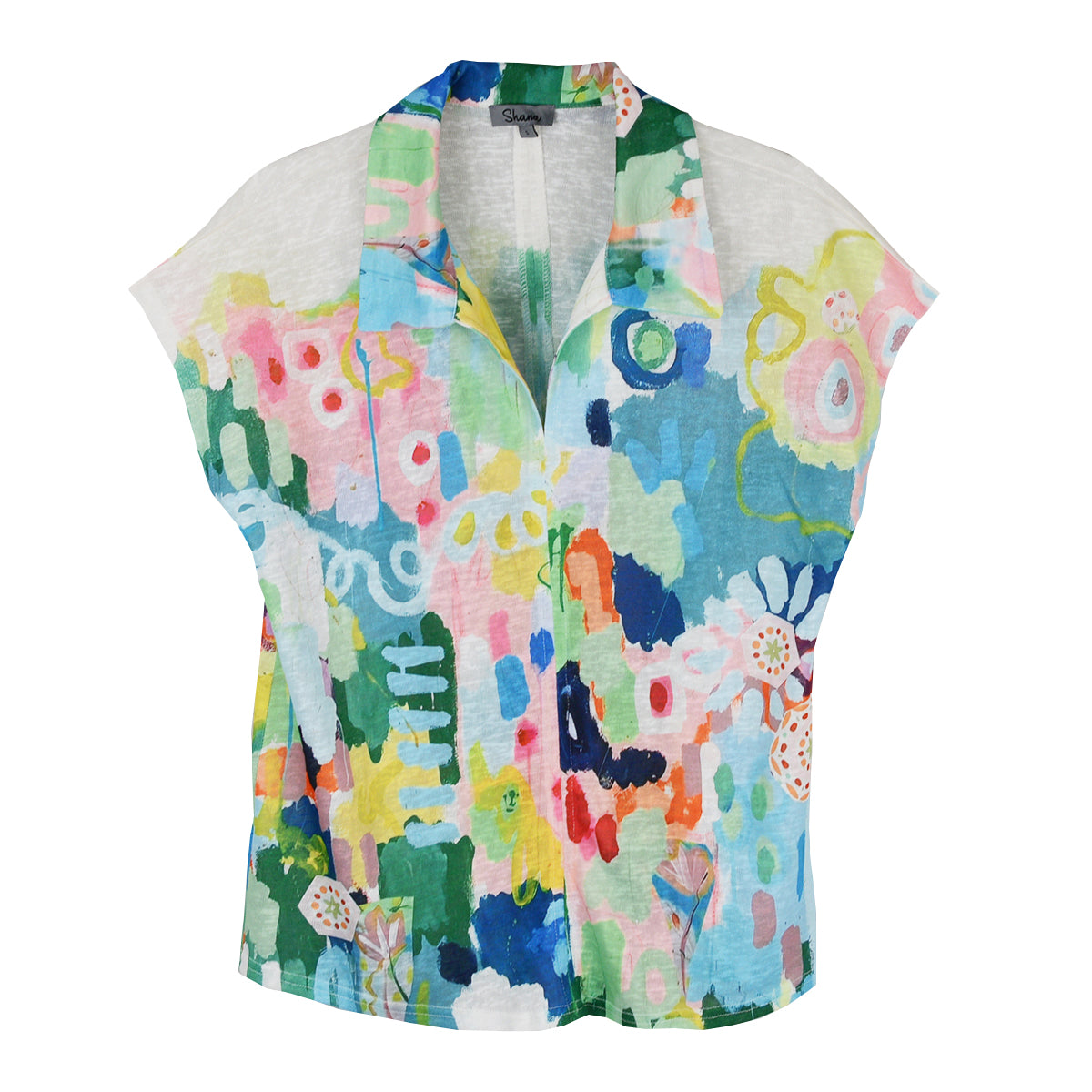 Shana Knit Collar Button Back Top (26108)(Green)