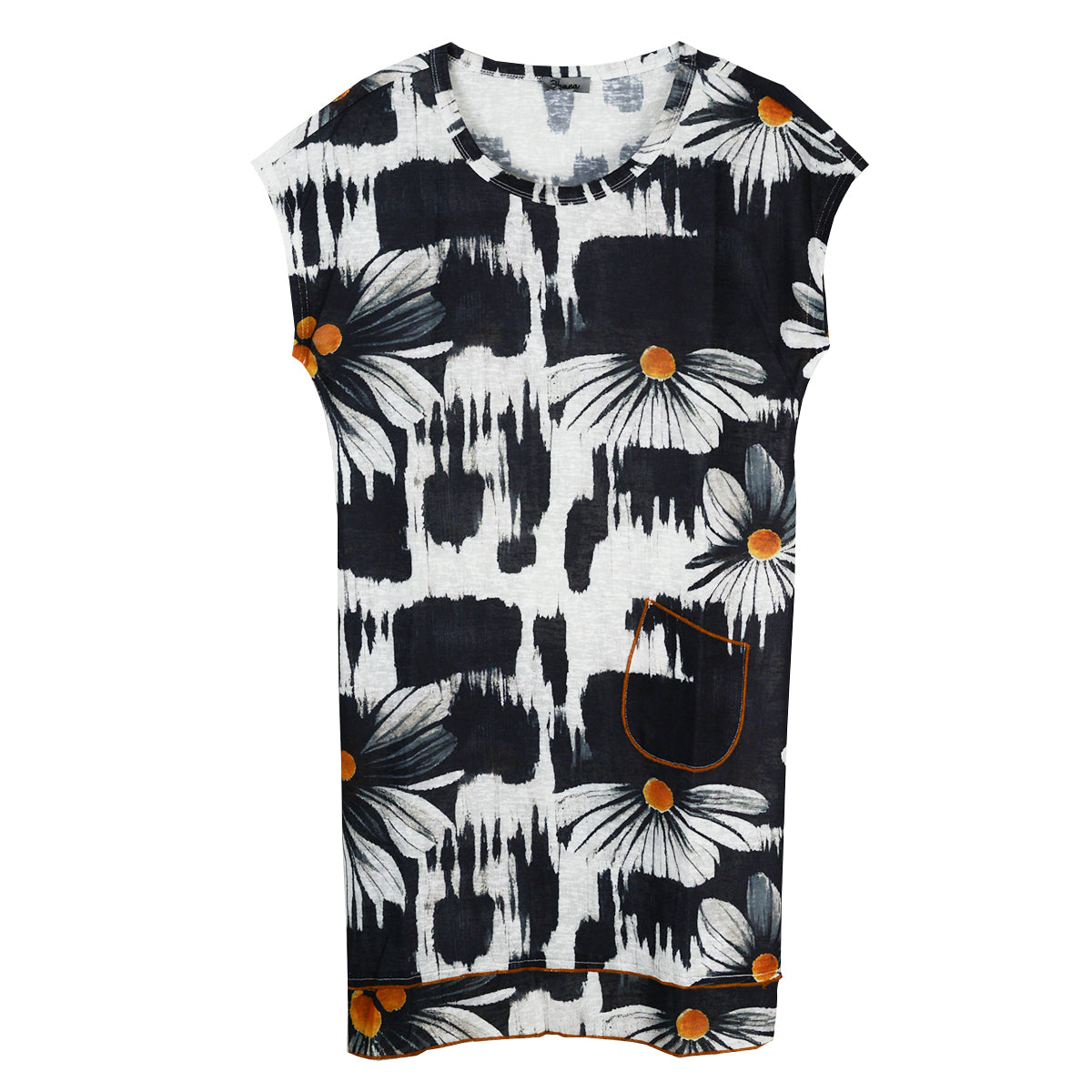 Shana Pocket Knit Cap Sleeve Dress (26110)(Sunflower)